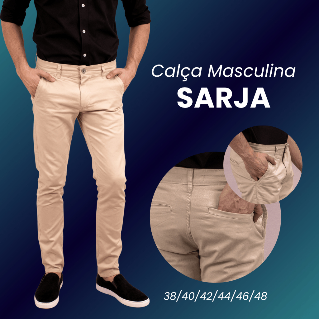 Calca Alfaiataria Masculina de Sarja Calça Masculina Slim Fit Calça De Frio Esporte Fino Premium