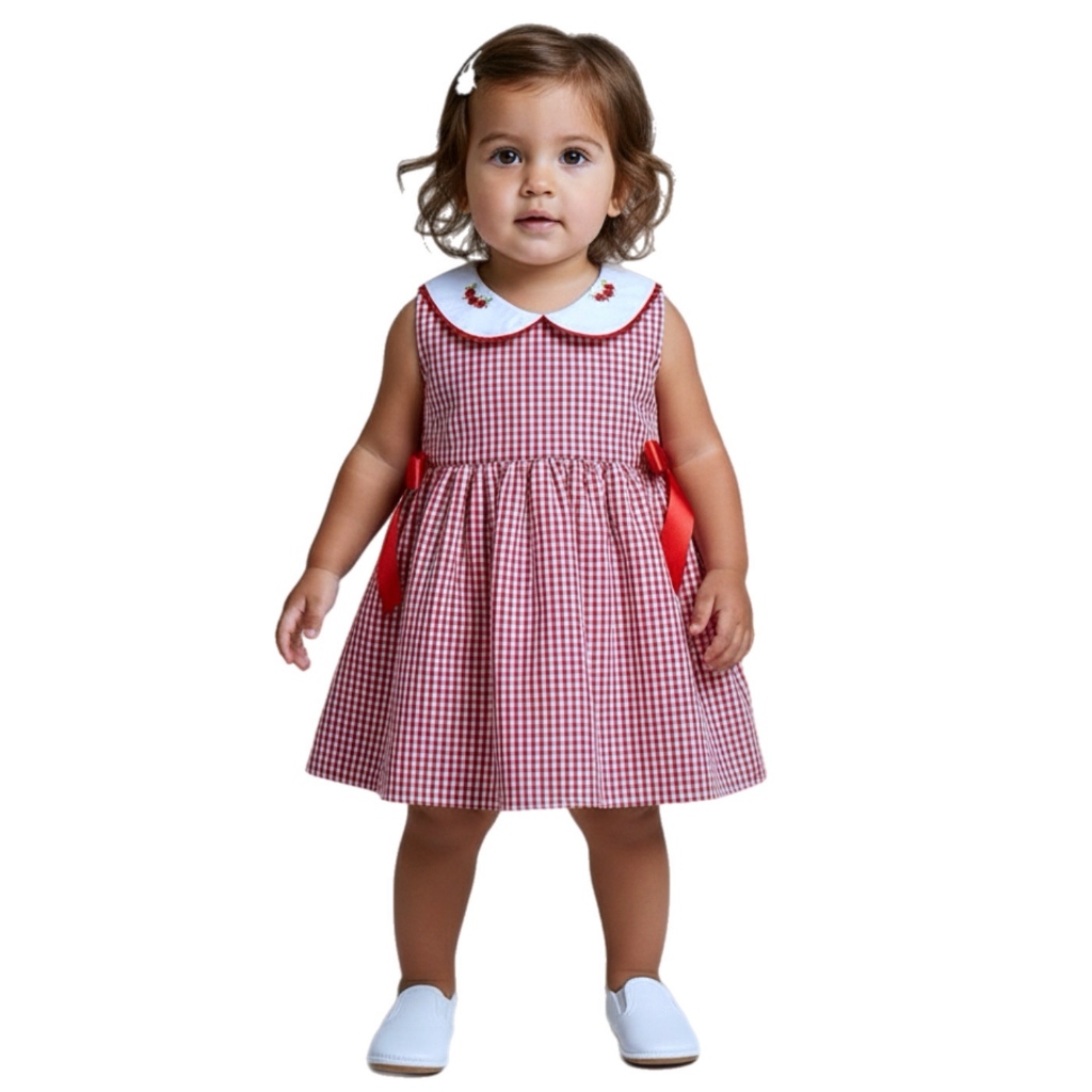 Vestido de Bebê Infantil Menina Xadrez 100% Algodão Festa Junina Julina - Mundo NIna