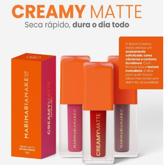 Batom Liquido Creamy Matte - 15 Tonalidades | Mari Maria Makeup em Oferta na Shopee