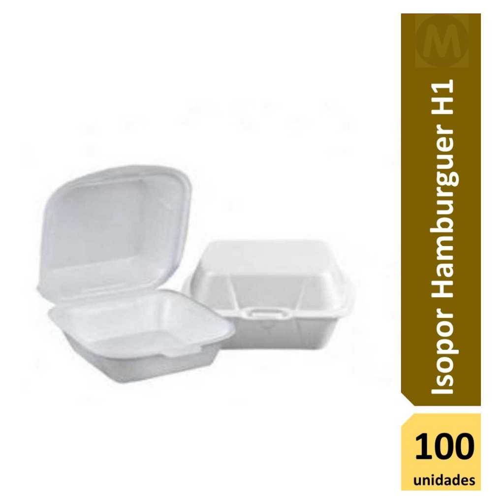 Hamburgueira Rasa Embalagem Freez Isopor Hamburguer Lanche H-01 Com 100 Unidades