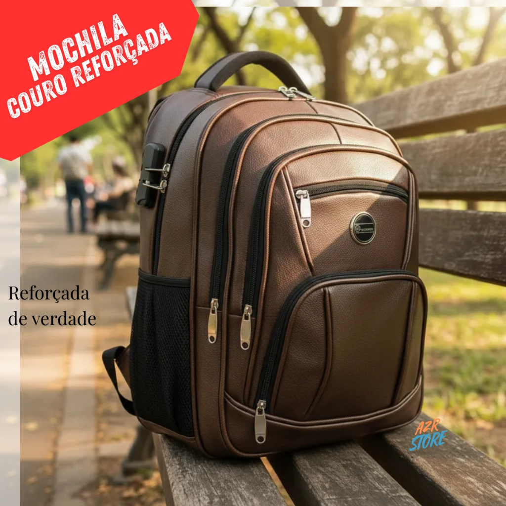 Mochila De Couro Masculina Feminina Grande Semi Impermeável Trabalho Faculdade Escola Black Friday em Oferta na Shopee