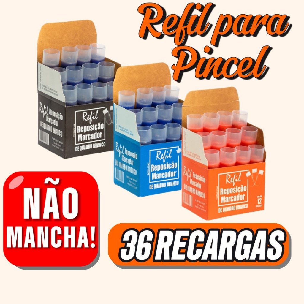 3 Unidades Refil Para Pincel De Quadro Branco Board Master Recarregável em Oferta na Shopee