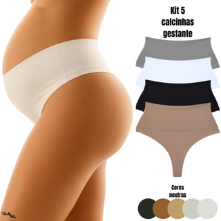Kit 5 Calcinhas Cós Alto Gestante Grávida Pós Parto Fio Duplo Não Marca CORES NEUTRAS em Oferta na Shopee