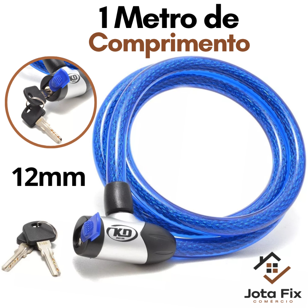 Cadeado e Bicicleta Bike Corrente 1 Metro 12mm Trava 1m Moto Capaceta Longo Segurança em Oferta na Shopee