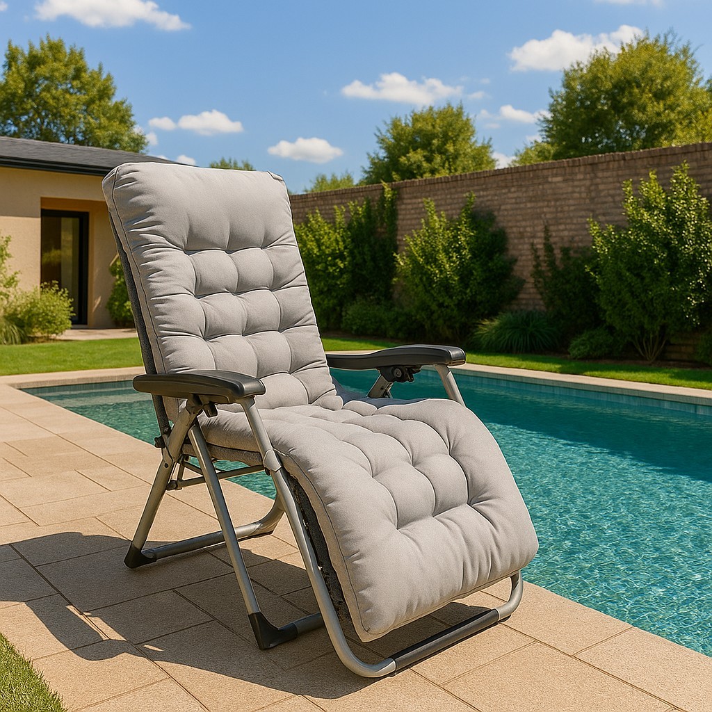 Cadeira Espreguiçadeira Acolchoada Reclinável Importway Ideal Para Praia, Jardim, Piscina e Área de Lazer em Oferta na Shopee