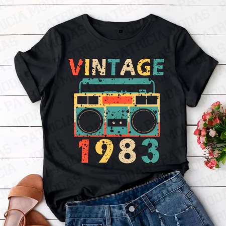 Camiseta Unissex 100% algodão, Vintage 1983, classic. P ao GG Verão T-shirt Personalizado