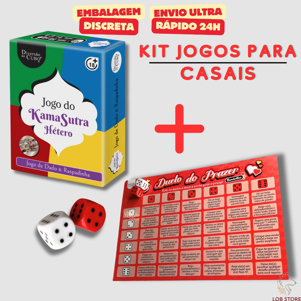 Kit Jogo Erótico Tabuleiro Duelo do Prazer 36 Desafios 2 Dados + Jogo Kama Sutra Hétero Raspadinha em Oferta na Shopee
