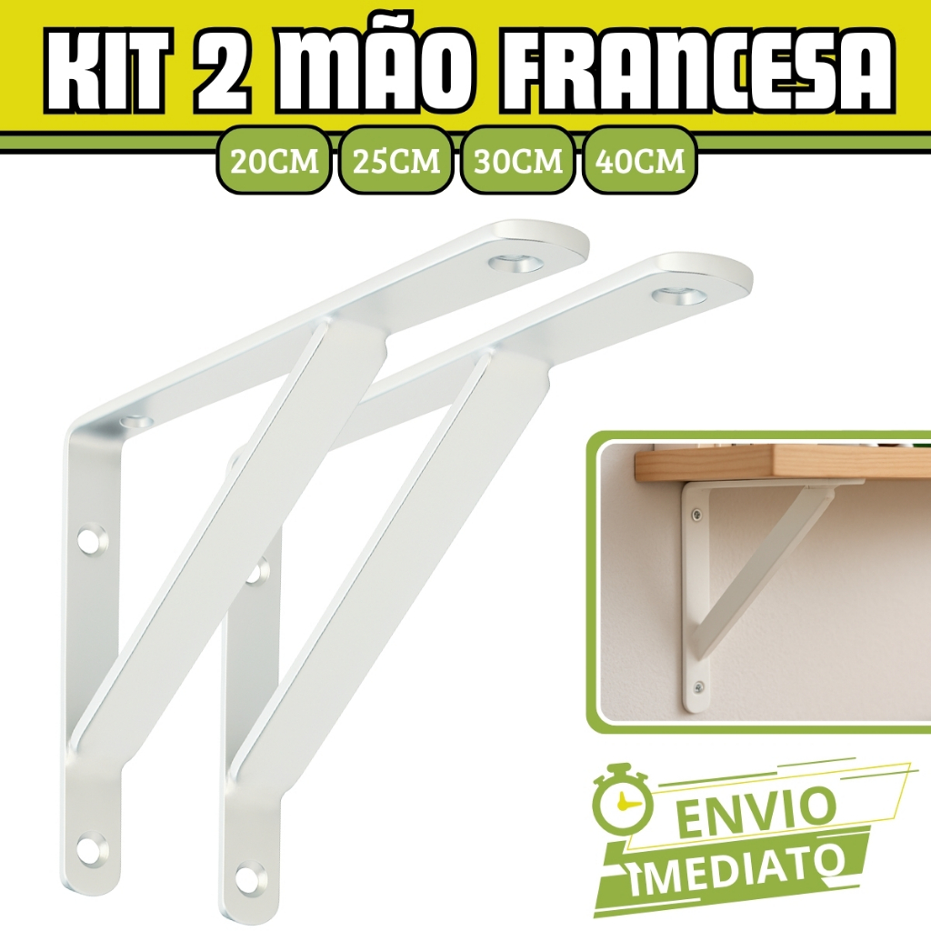 Kit 2 Suporte De Prateleira Cantoneira Mão Francesa Para Sustentar Prateleira