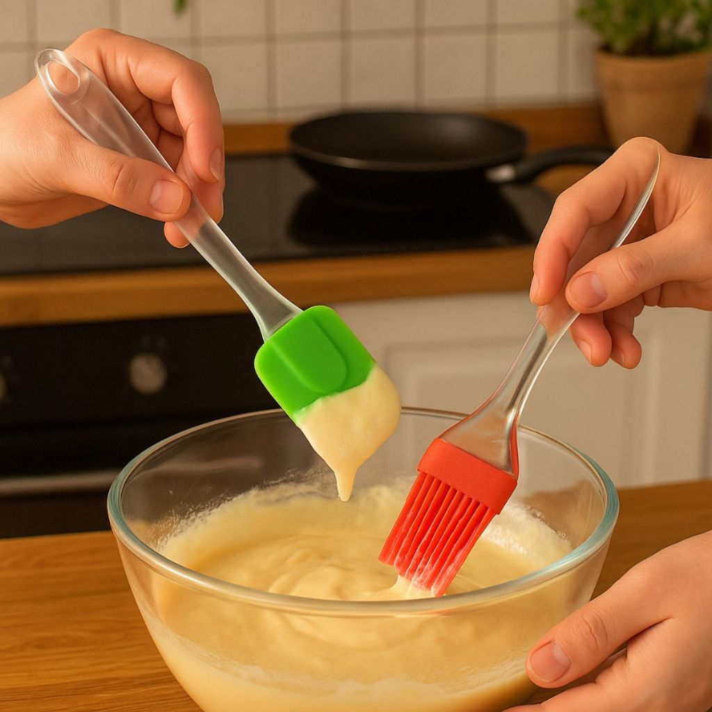 Conjunto 2 Peças Espatula e Pincel Silicone Cozinha Confeitaria Utilidade Casa Silicone Pão Duhome