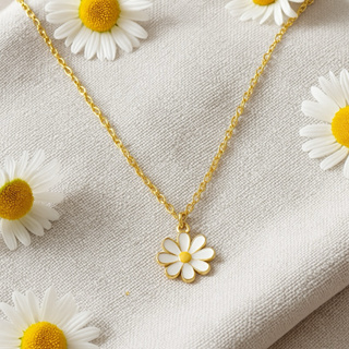 Colar Margarida esmaltada delicada corrente aço inox margarida liga de zinco esmaltada | camponesa em Oferta na Shopee