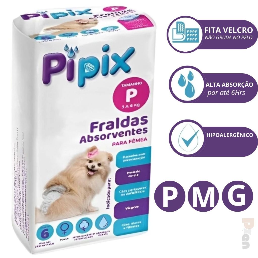 Fralda Descartável para Cachorro Fêmea Fralda Higiênica Para cães Pipix Fralda Descartável para Cachorro Fêmea Fralda Higiênica Para cães Pipix