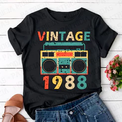 Camiseta Unissex 100% algodão, Vintage 1980 - 1988 classic. P ao GG Feminino Masculino Verão T-shirt