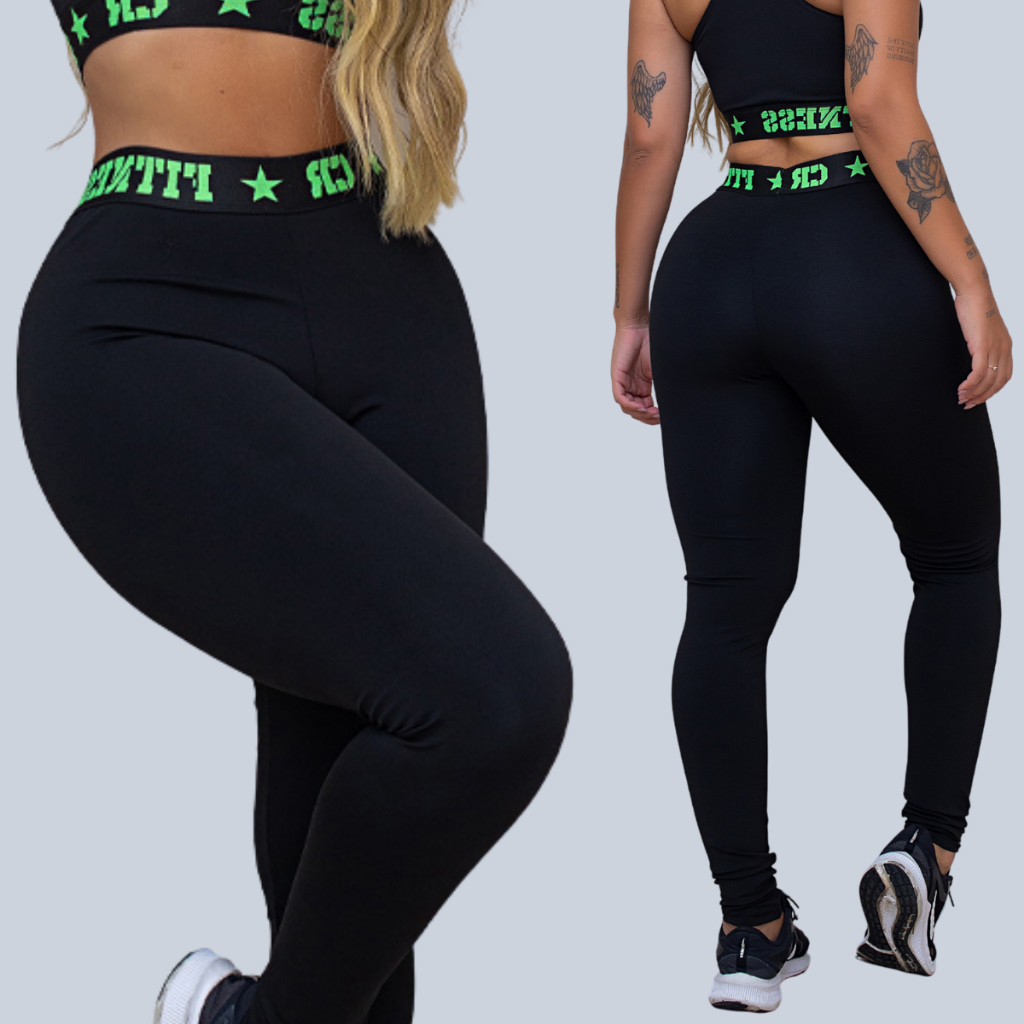 Calça Legging Academia Elastico Exposto Cintura Alta Feminina em Oferta na Shopee