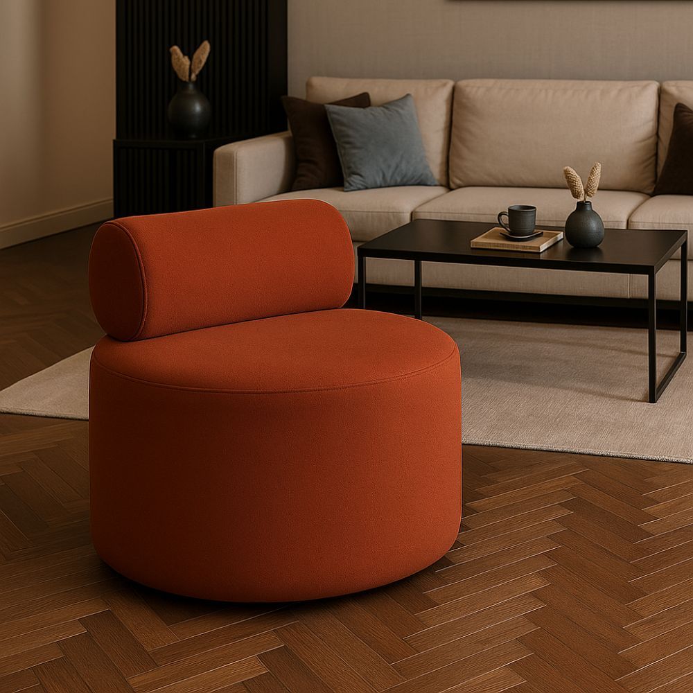 Poltrona Orgânica Viena Luxo Design Moderno Para Escritório Sala Recepção Tecido Suede Terracota