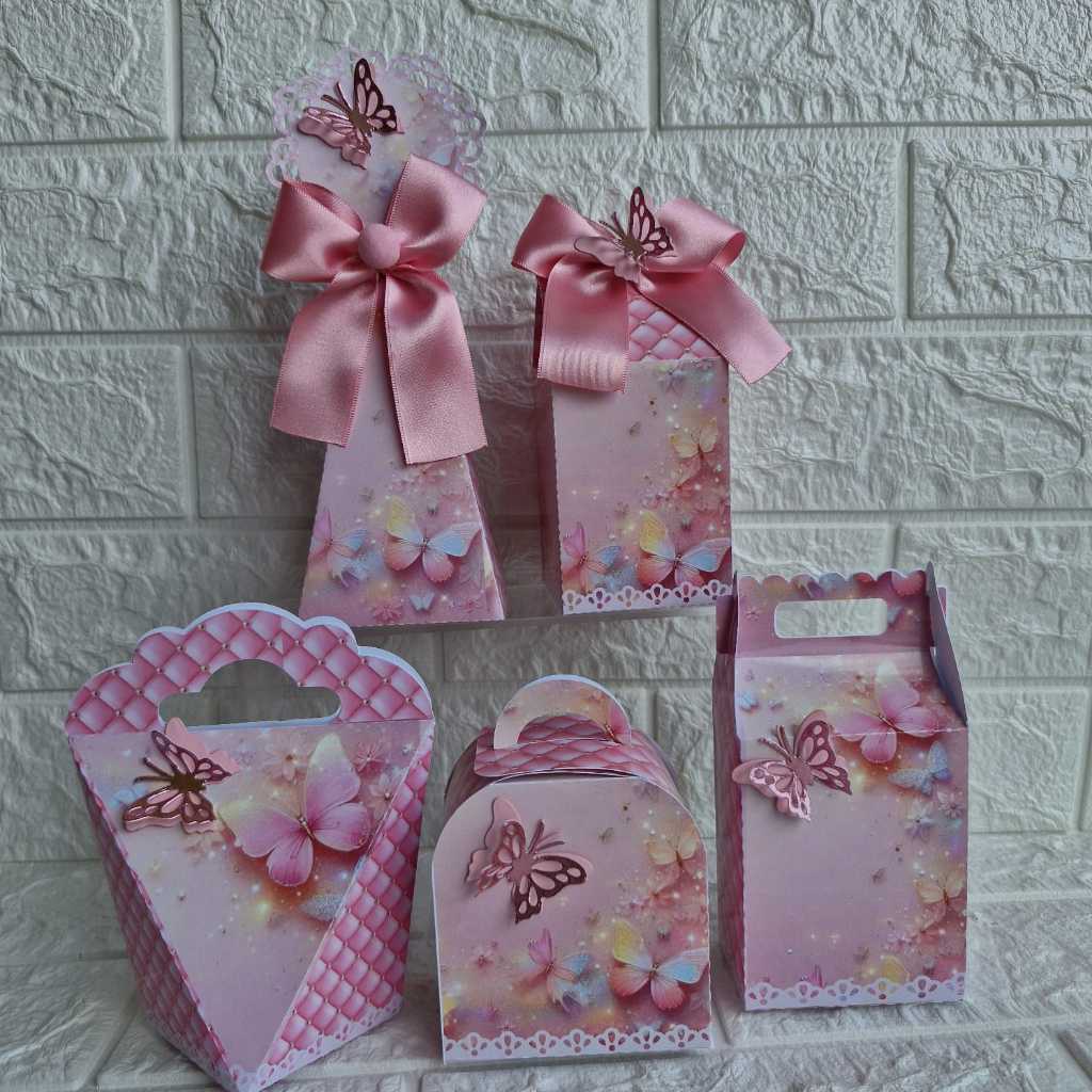 Kit Festa 15 Anos Tema Borboleta Rosa - Caixinhas Lembrancinhas Personalizadas  Debutante - Miimos Aniversário Menina