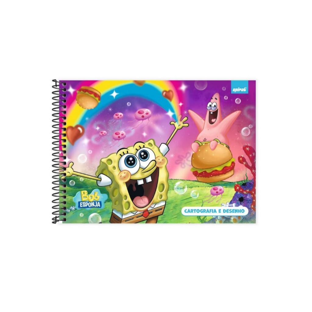 Caderno de Cartografia e Desenho Capa Dura 48 Folhas, Bob esponja 2026 UND.
