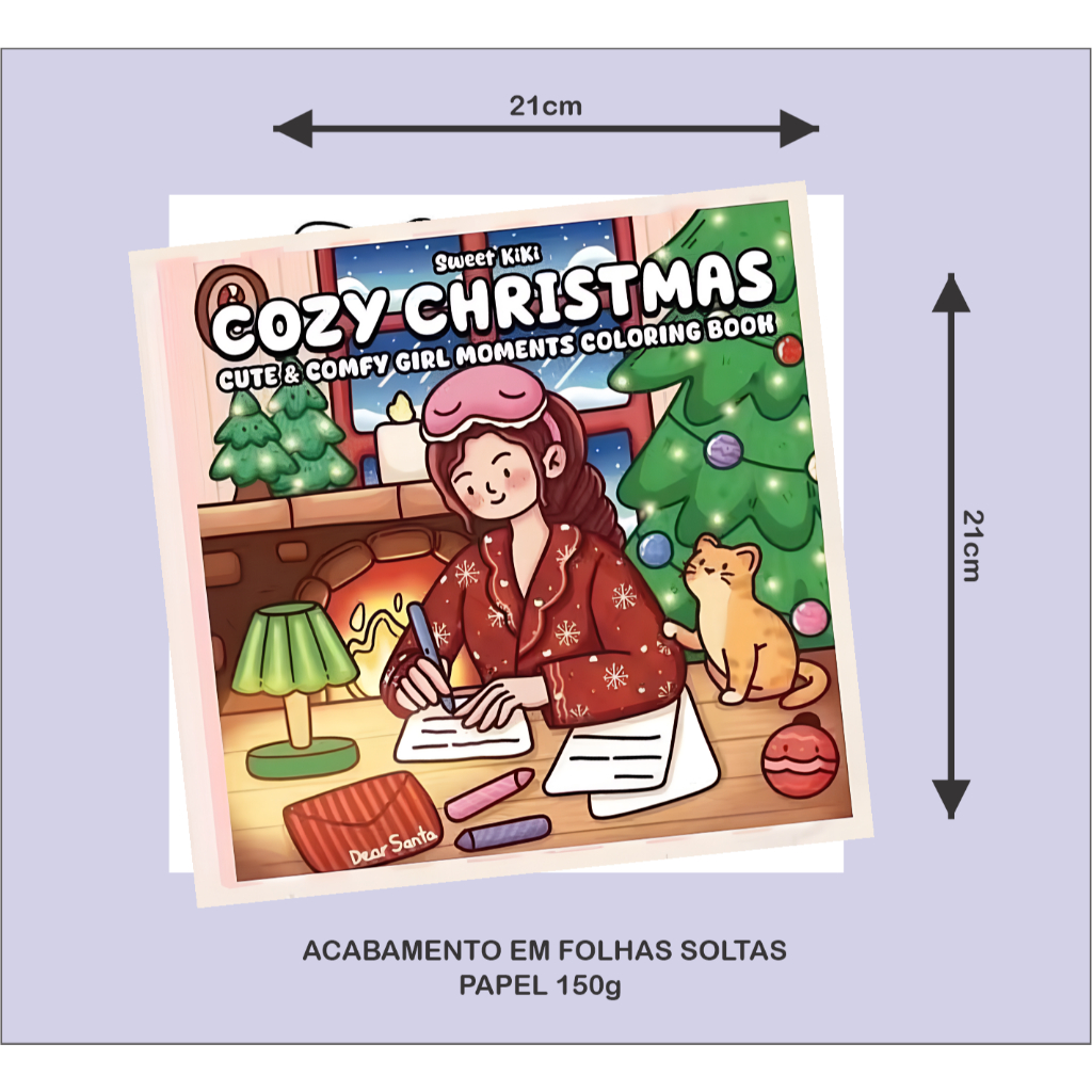 Livro de Colorir COZY CHRISTMAS GIRL MOMENTS com 35 Páginas de 21x21cm 150g — imagem 2 de 2