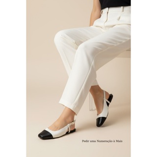 Sapatilha Feminina Confortável Luxo Elegante Sapato Feminino Slingback Mocassim Bico Quadrado Off White em Oferta na Shopee