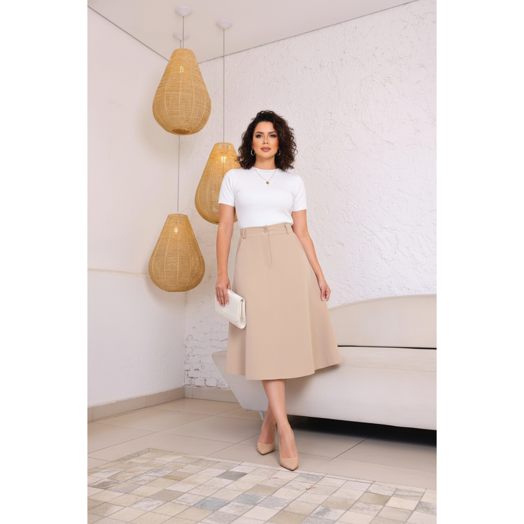 saia midi femenina  alfateria evangelica social em Oferta na Shopee
