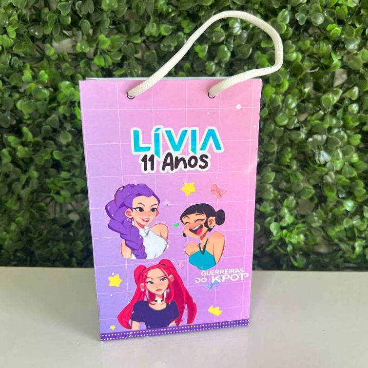 Sacolinha Personalizada Guerreiras Kpop huntrix Pequenas lembrancinha com alça PEGUE E MONTE