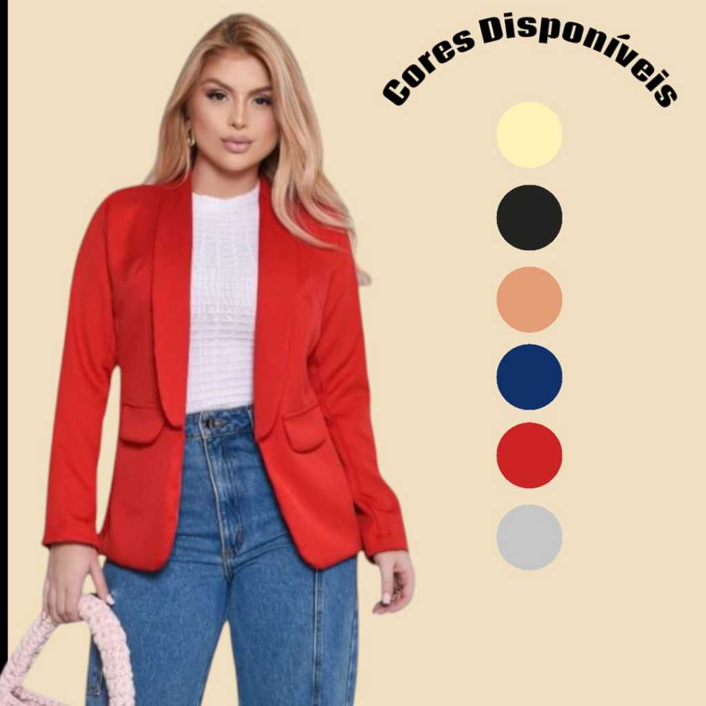 BLAZER FEMININO ALFAIATARIA MAX ALONGADO MANGA LONGA,CASUAL E ELEGANTE DO P ao GG
