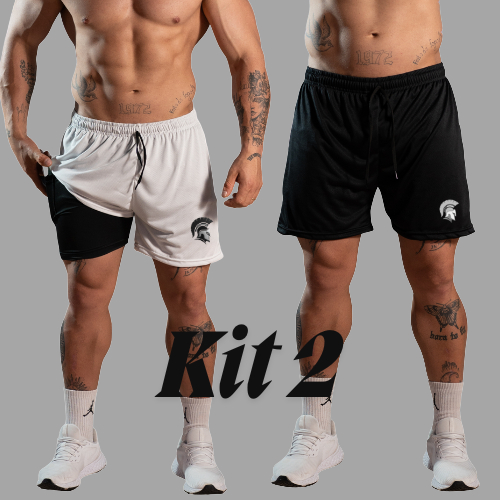 kit 2 Bermuda 2 em 1 Shorts Academia Treino Corrida Musculaçao em Oferta na Shopee