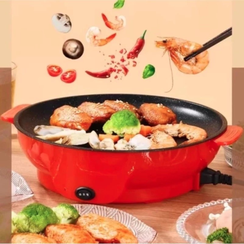 Frigideira Eletrica Antiaderente Chapa Assadeira Grill Multifuncional 600W 110v ou 220v em Oferta na Shopee