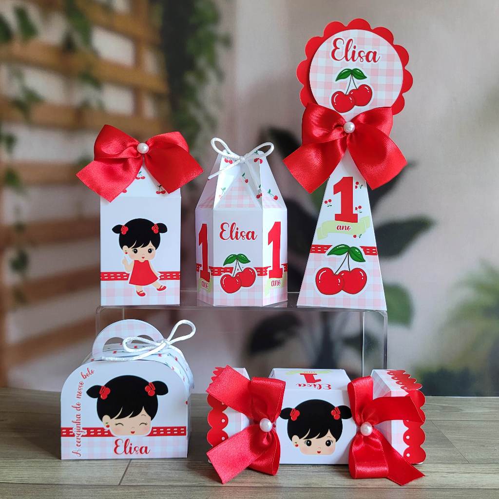 Kit Festa Personalizado Cerejinha do bolo - DESMONTADO - Lembrancinhas de Aniversário