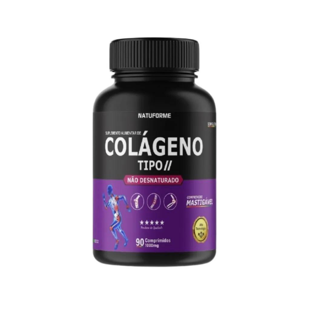 Colágeno Tipo 2 Não Desnaturado Puro Mastigável 90cp 1000mg Sabor Morango em Oferta na Shopee