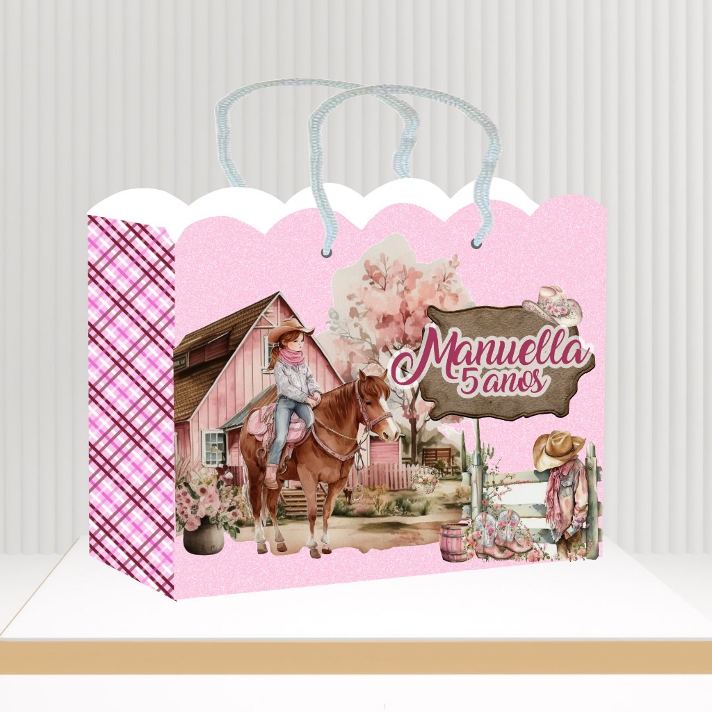 Sacolinha Personalizada Boiadeira/Cowgirl lembrancinha aniversário guloseimas surpresa