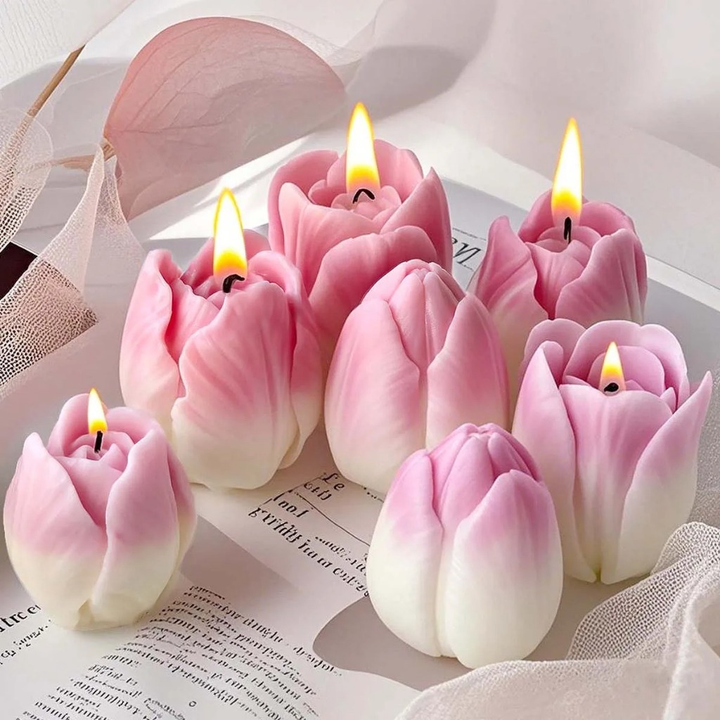 KIT 20 Unidades mini Velas Rosas Tulipa Lembrancinha Casamento