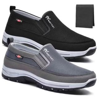 Kit 2 Pares Tenis Sapatilha Mocasssin Masculino Casual Ortopedico Macio de Trilha Leve e Solado Costurado + Carteira