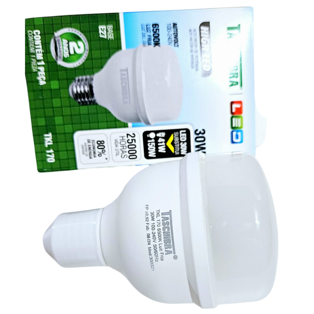 10PÇS LÂMPADA HIGH LED TASCHIBRA TKL-170 30W MODELO MAIS FORTE DE CASA COMÉRCIO VARANDA ILUMINA BASTANTE 80% ECONOMIA