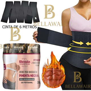 Kit Seca Barriga Redutor De Medidas Cinta Elastica + Gel Pimenta Negra - Rhenukss PREMIUM em Oferta na Shopee