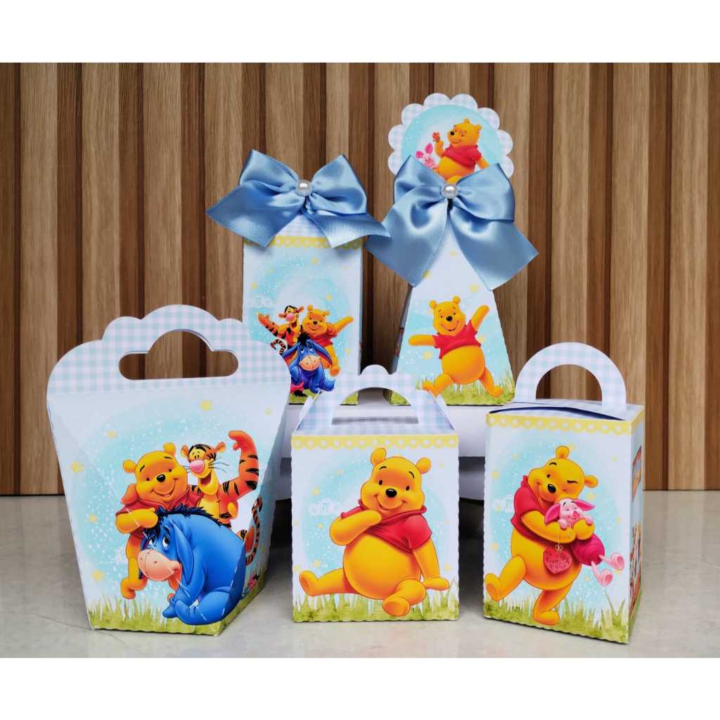 Kit Festa Personalizados Ursinho Pooh PEGUE E MONTE l Lembrancinhas l Caixinhas para Festas l Festa Infantil.