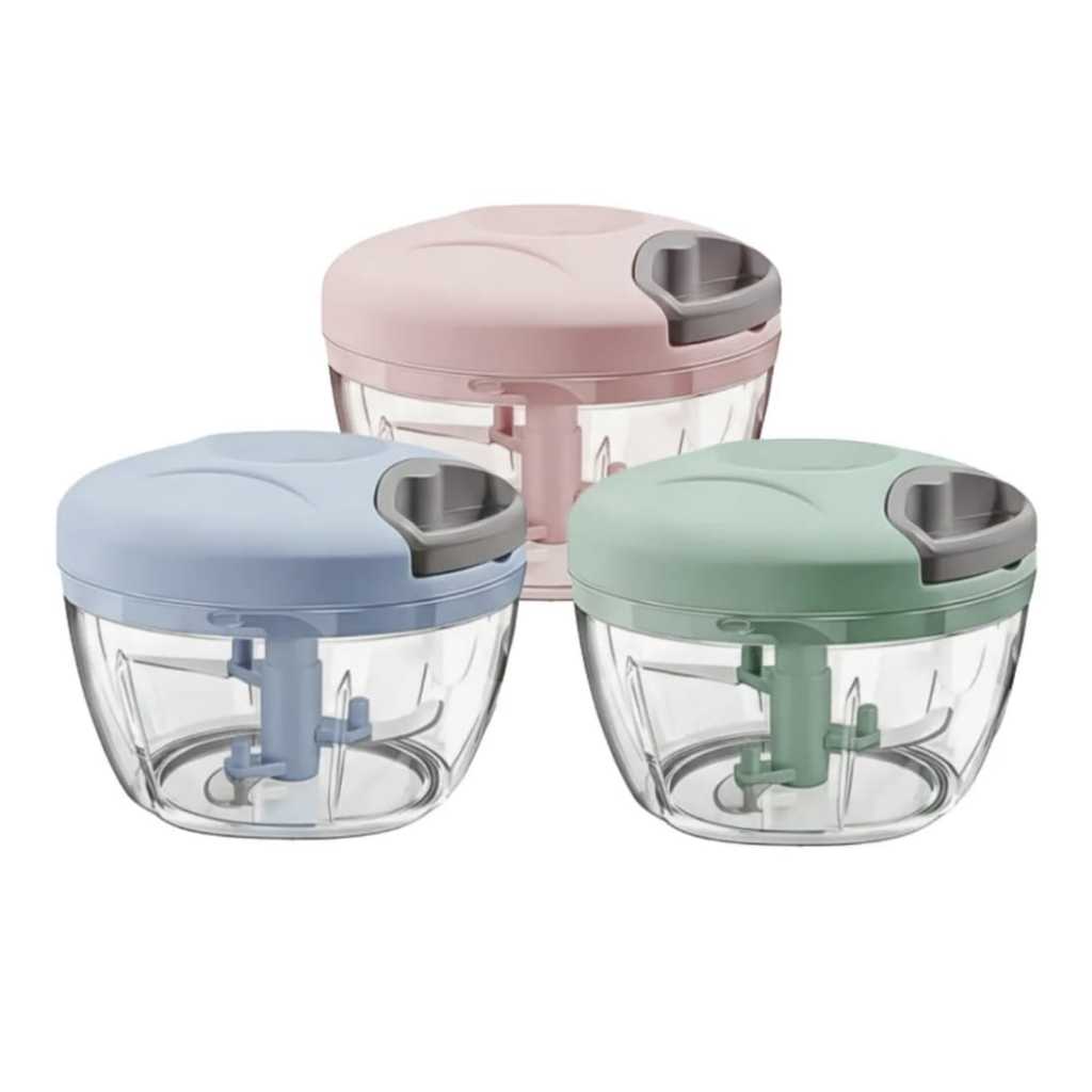Mini Processador e Triturador Manual De Alimento Com 3 Lâminas De 500ml  Facilidade Na Sua Cozinha