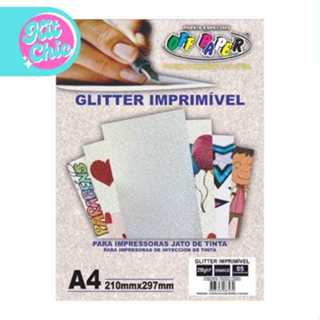 Papel A4 Glitter Imprimível Branco 10 Folhas 250 g/m² OffPaper em Oferta na Shopee