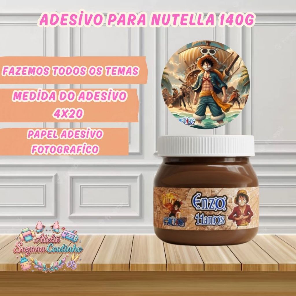 ✨ENVIO IMEDIATO Adesivo Nutella 140g Personalizado + Tampa Redondo - Todos os Temas!