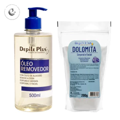 Kit Óleo Hidratante Removedor de Cera de Algodão 500ml + Talco Dolomita 200g Depile Plus