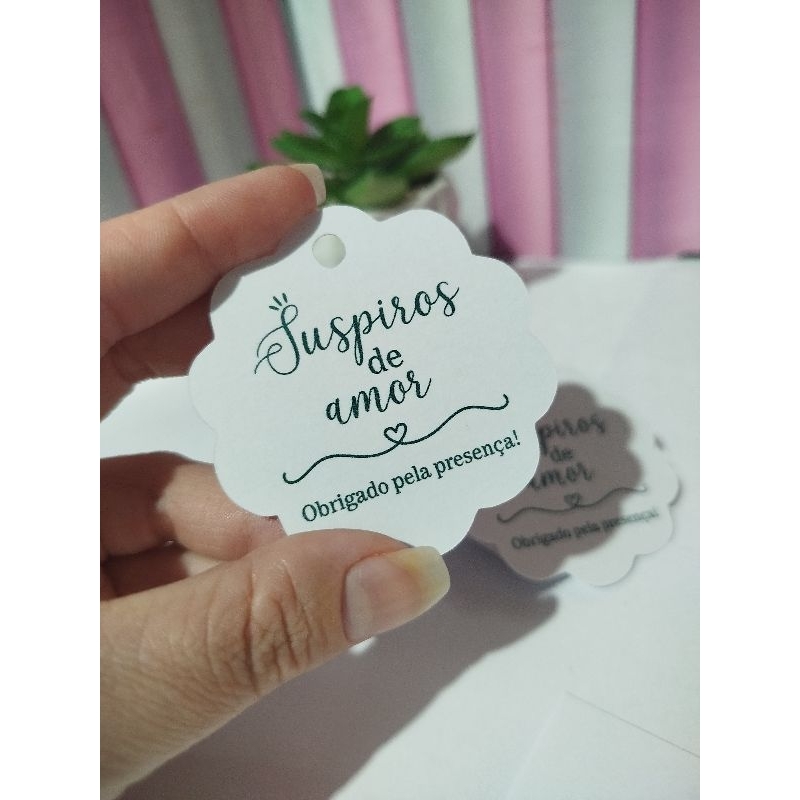 50 Tags Personalizadas “Suspiros de Amor” – Lembrancinha para Casamento, Chá de Panela