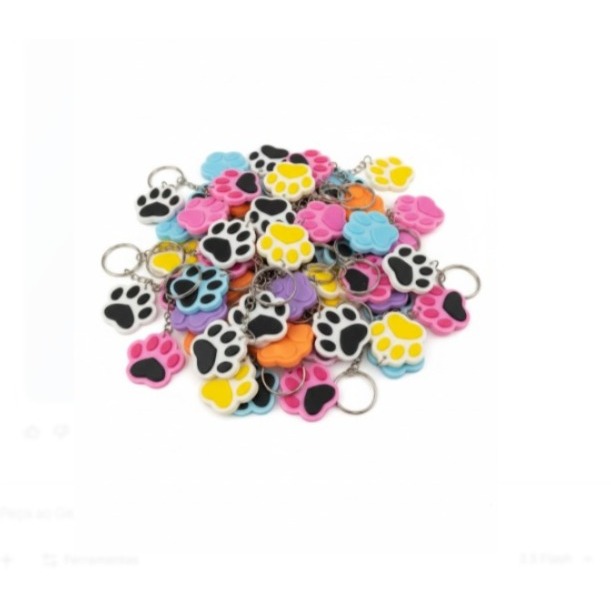 Chaveiro de Patinha Cachorro Gato | Patinhas Coloridas 10, 12, 20 ,30  ou 50 Unidades em Oferta na Shopee