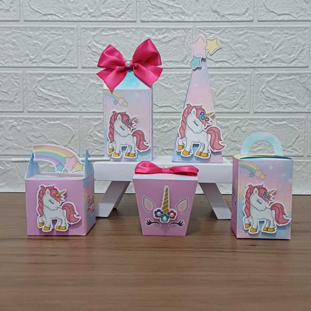 Kit Personalizado Unicórnio Lembrancinhas de Festa Infantil Aniversário Caixinhas Personalizadas
