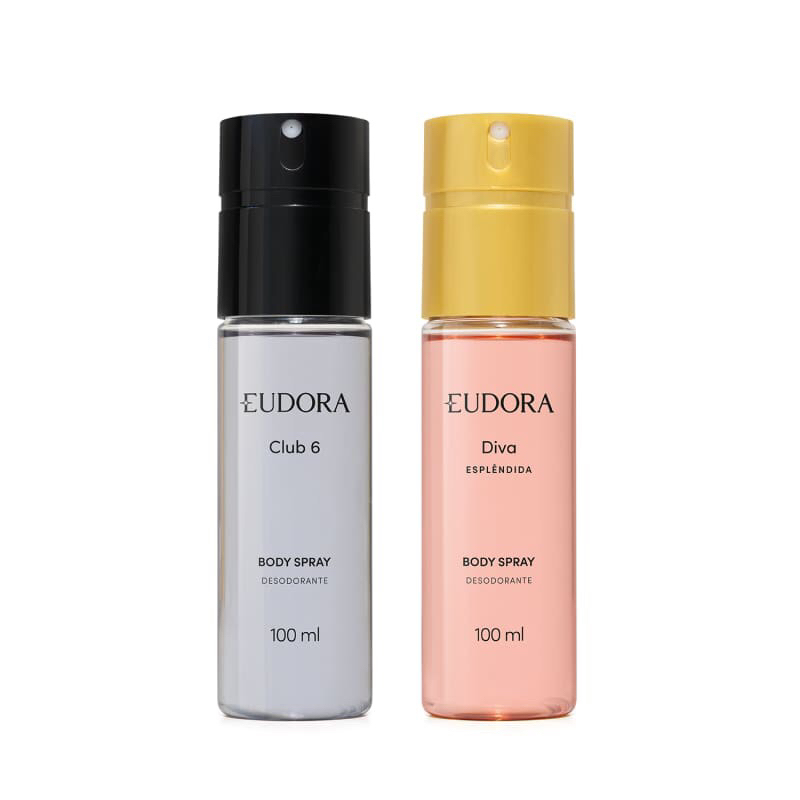 kit Eudora: Desodorante Body Spray Club 6 100ml + Desodorante Body Spray Diva Esplêndida 100ml