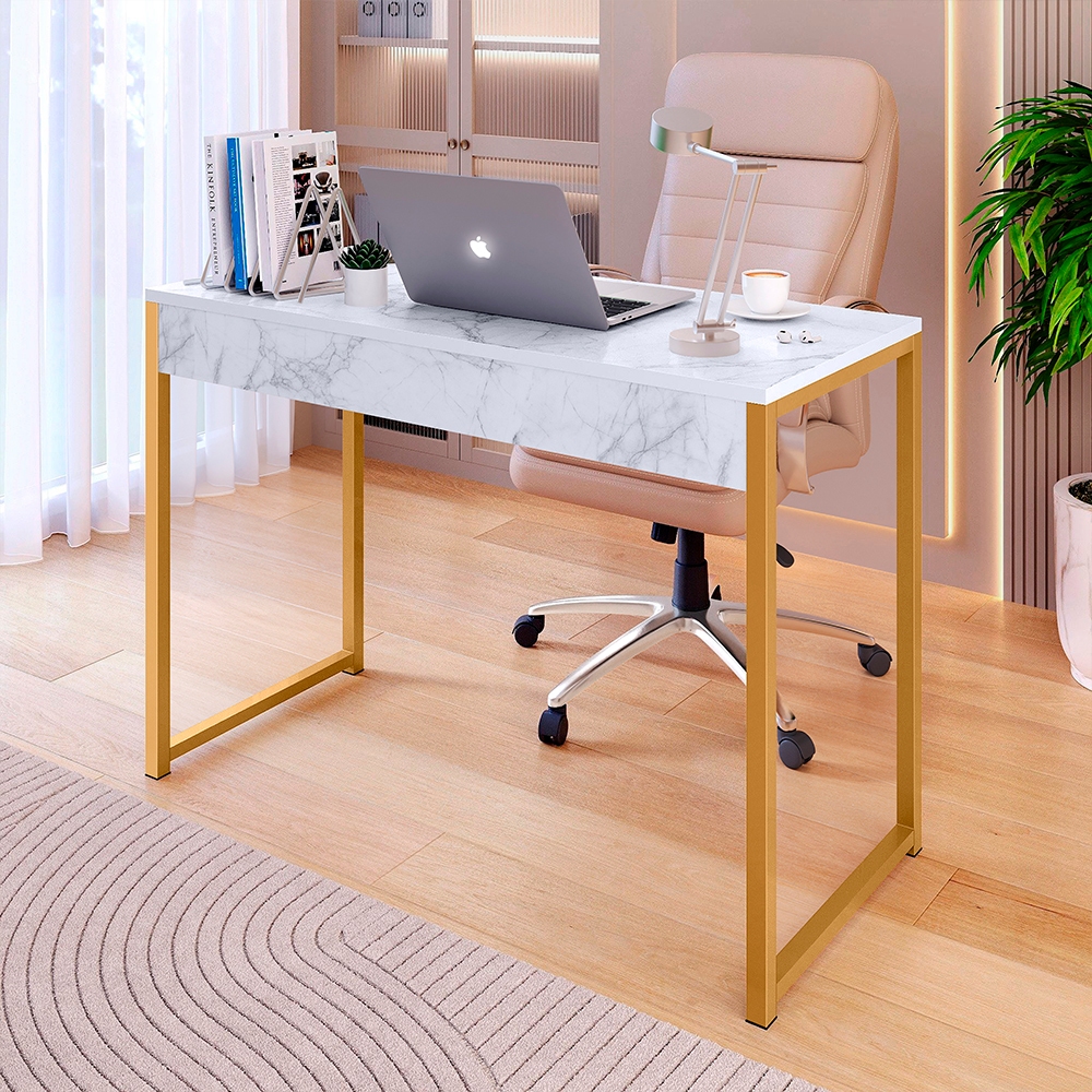 Mesa Escritório Home Office Estudo e Trabalho Estrutura Metálica Athenas em Oferta na Shopee