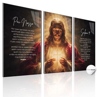 Quadros Decorativos Jesus Pai Nosso e Salmo 91Quadro Religioso Fé Proteção Inspiração Parede Sala Quarto em Oferta na Shopee