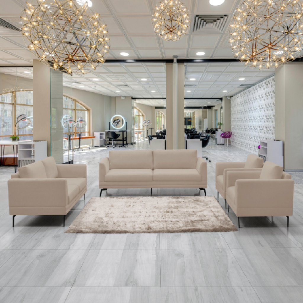 Sofá 1,80mt e Sofá 1,60mt Com 2 Poltronas Fácil Limpeza Resistente Para Consultório Luxo - Veludo