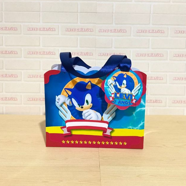 Lembrancinha Personalizada Sacolinha Ondas Pequena com Tag Sonic PEGUE E MONTE em Oferta na Shopee