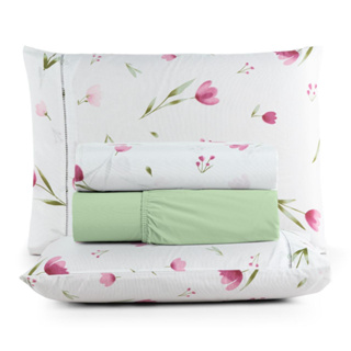 Jogo de Cama Lençol 4 peças 100% ALGODÃO Solteiro Casal Queen King em Oferta na Shopee