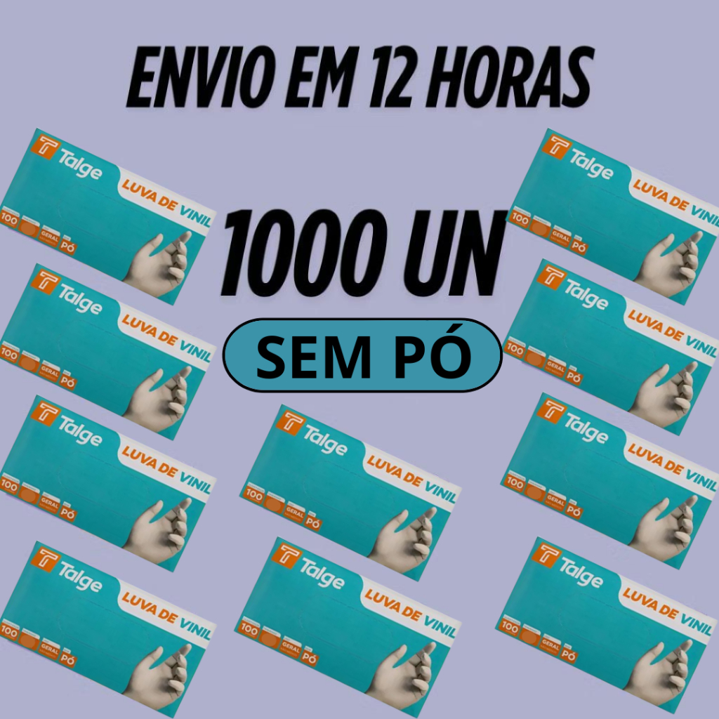 KIT Luva de Vinil S/PÓ Talge 1000 UNIDADES em Oferta na Shopee