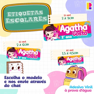KIT 110 Etiqueta escolar Luluca -100% a prova d'água - VINIL ADESIVO em Oferta na Shopee